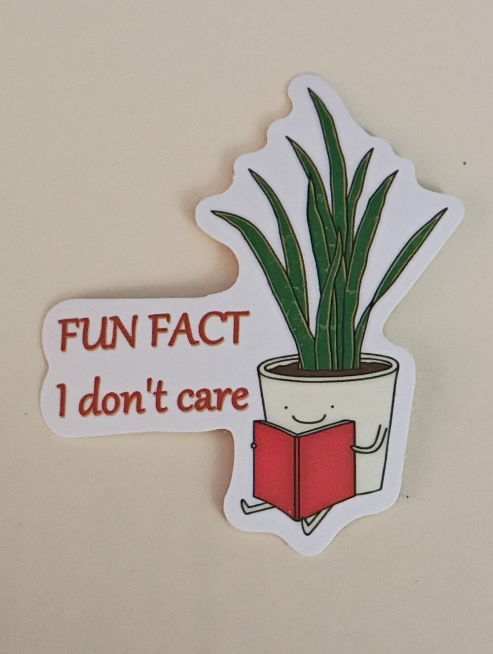 10/$10 Stickers Decal - Fun Fact I Don't Care Indoor Plant Reading Book